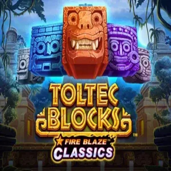 Fire Blaze: Toltec Blocks slot logo by Rarestone Gaming at Betrepublic Casino